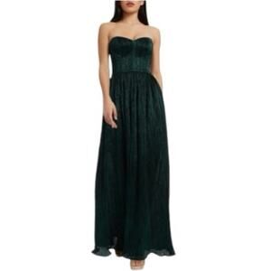 Dress the Population Strapless Gown Green Metallic Size L